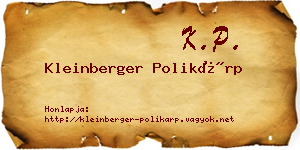 Kleinberger Polikárp névjegykártya